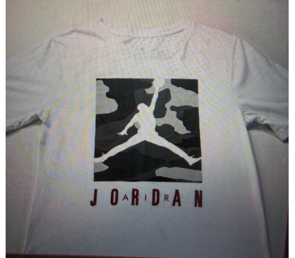 Jordan White Camo Jumpman Graphic T-Shirt 100%Cotton Boys XL
